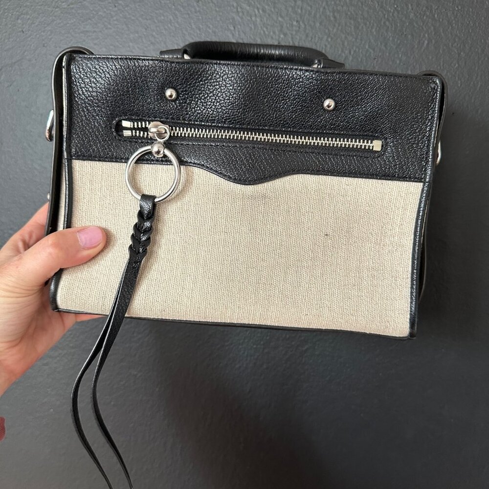 Rebecca Minkoff Leather and Canvas Bag - Crossbody Strap Included - GUC